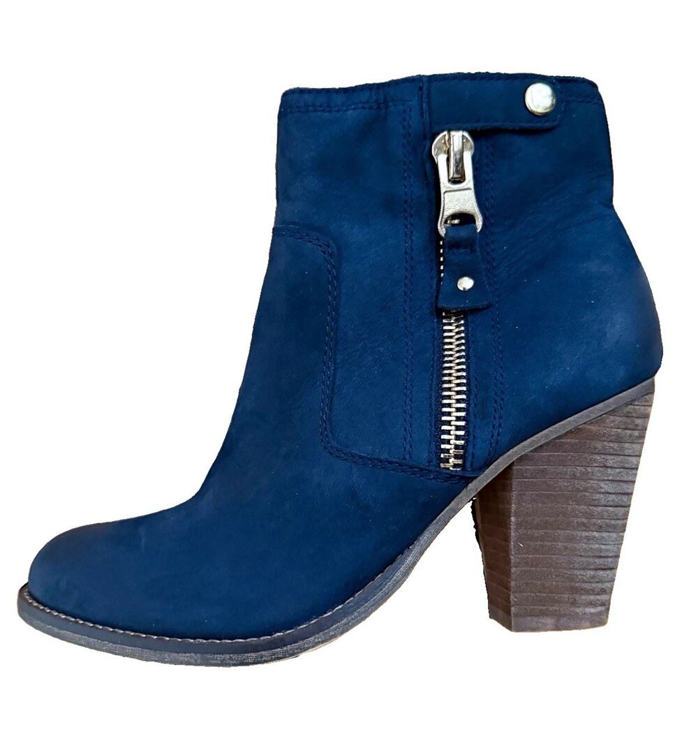 ALDO Navy Blue Chunky Heel Moto Ankle Boots 8.5